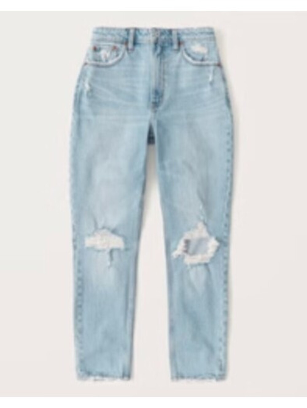 Abercrombie & Fitch Curve Love High Rise Mom Jeans Light Ripped Wash 26 Short